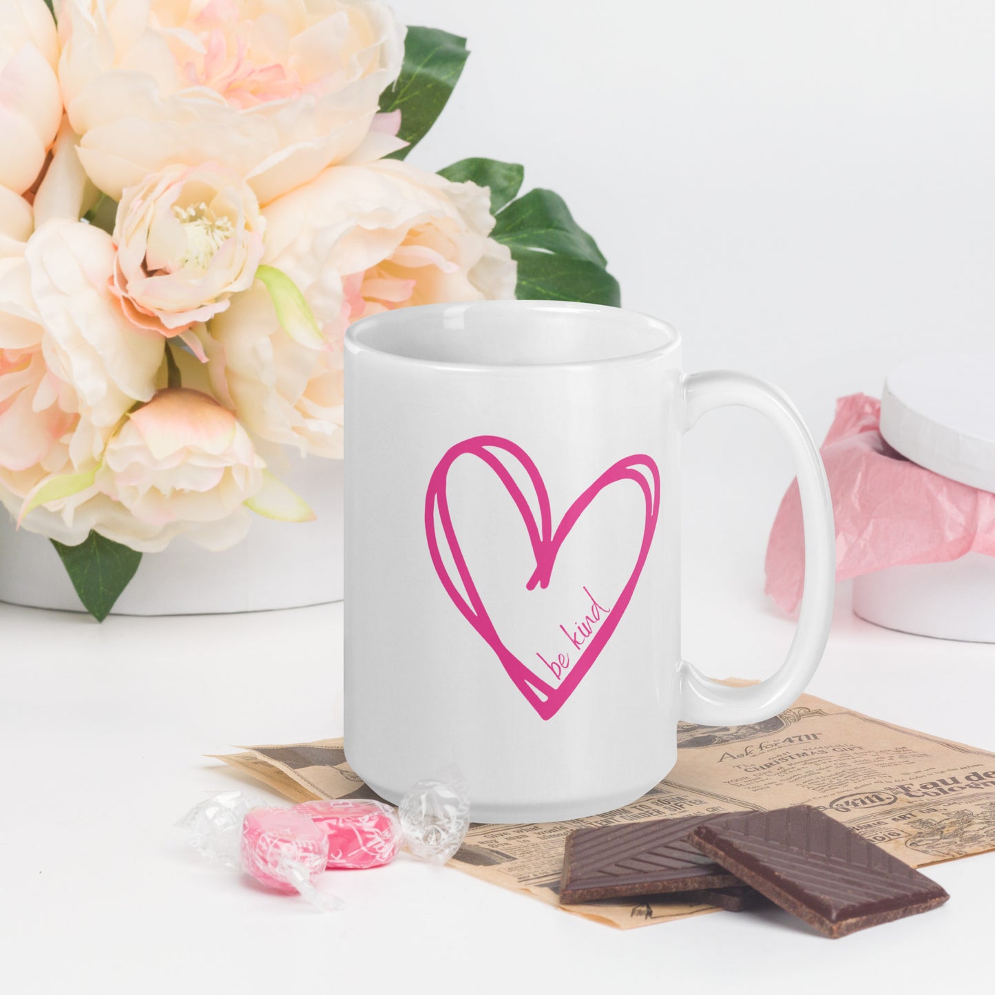 Be Kind White glossy mug